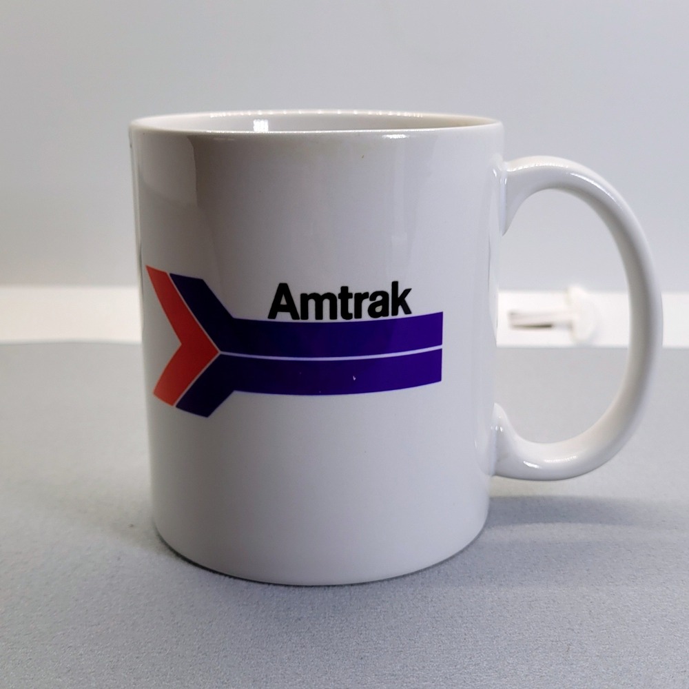 Vintage Amtrak Coffee Mug Unisex White Ceramic Railroad Train Logo Collectible